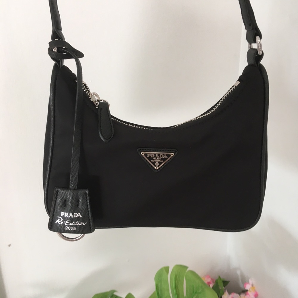 Black nylon handbag